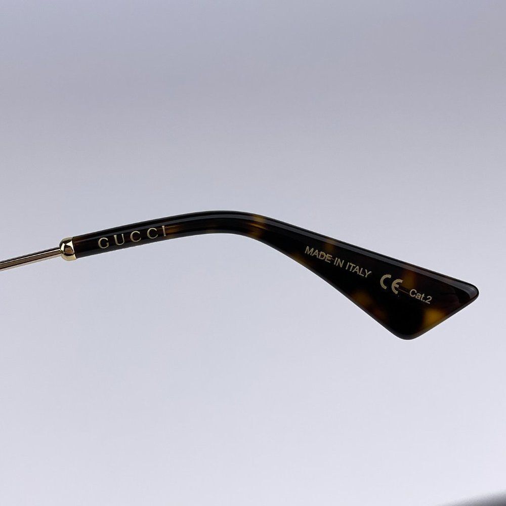 NEW Gucci Logo GG0817S 006 Gold Gray Geometric Oversized Metal Women Sunglasses - Picture 10 of 11
